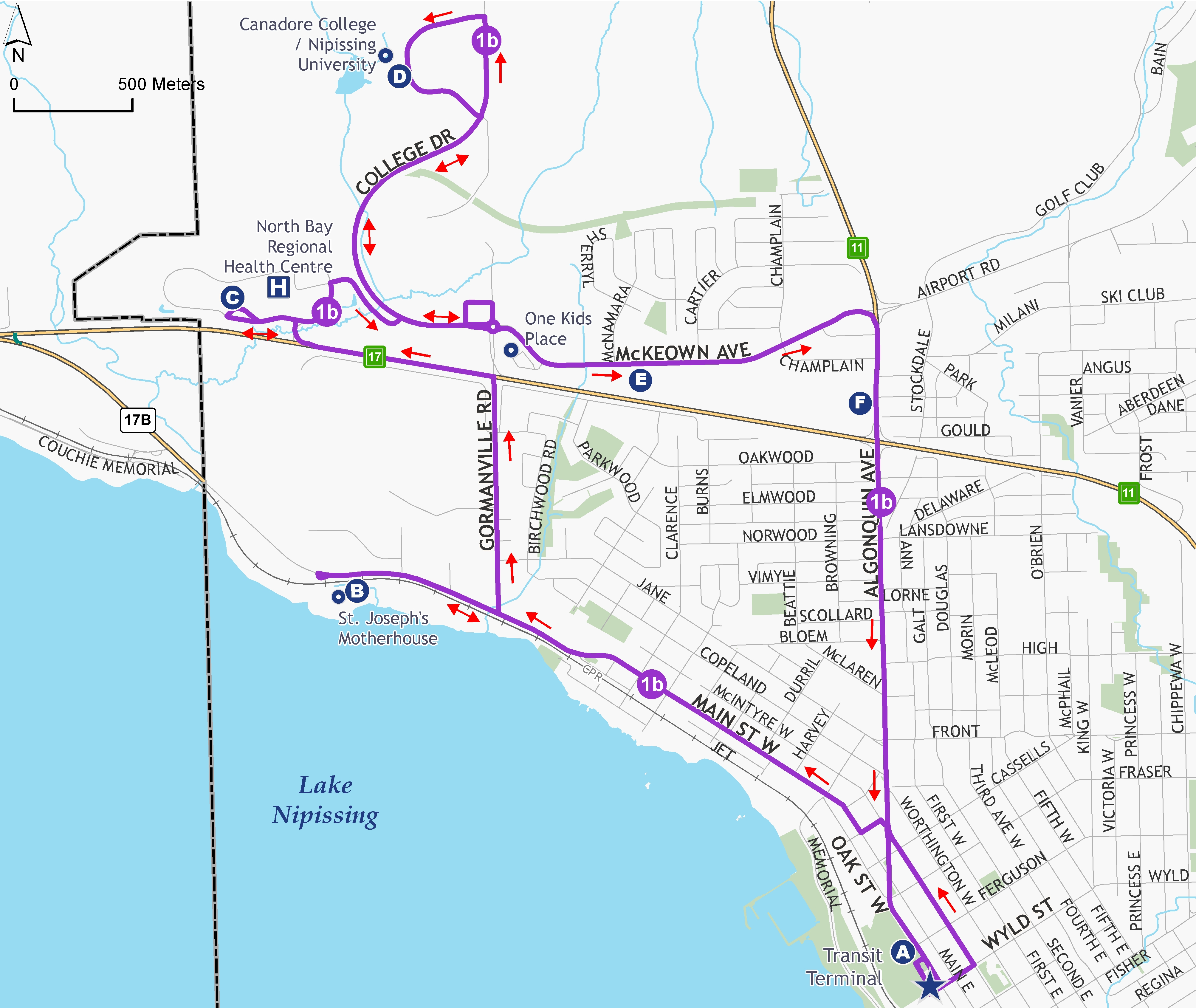 1b Campus Special route map